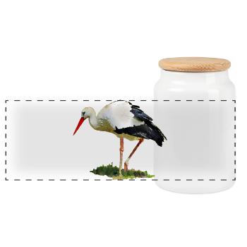 storch vogel - Panorama Keksdose mit Holzdeckel - Weiß - Vorne