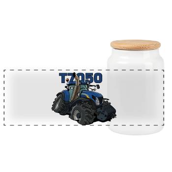 0846 NH T7050 - Panorama Keksdose mit Holzdeckel - Weiß - Vorne