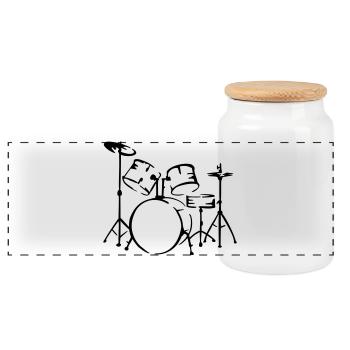 drummer schlagzeug musiker - Panorama Keksdose mit Holzdeckel - Weiß - Vorne