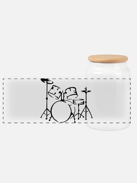 drummer schlagzeug musiker - Panorama Keksdose mit Holzdeckel - Weiß