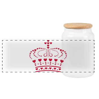 couronne - Boîte à biscuits avec couvercle en bois - blanc - Devant