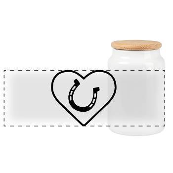 horseshoe - Panoramic Cookie Jar with Wooden Lid - white - Front