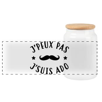 adolescent / enfant / ado / adolescente - Boîte à biscuits avec couvercle en bois - blanc - Devant