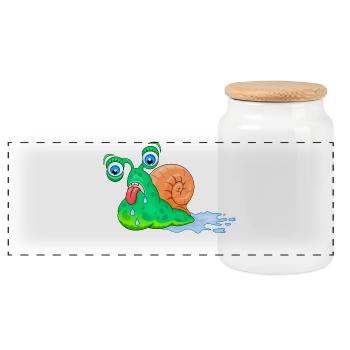 Nicht hetzen, dicke Schnecke, fett, laufen, - Panorama Keksdose mit Holzdeckel - Weiß - Vorne