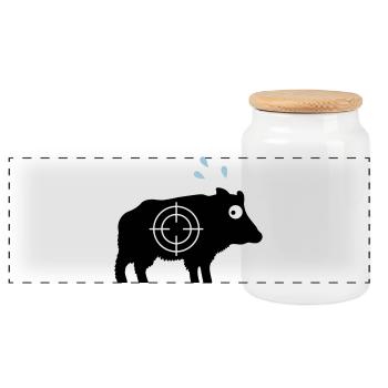Wildschwein mit Angstschweiß und Fadenkreuz - Panorama Keksdose mit Holzdeckel - Weiß - Vorne