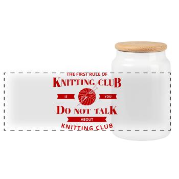 First Rule of Knitting Club - Stricken humor Hobby - Panorama Keksdose mit Holzdeckel - Weiß - Vorne
