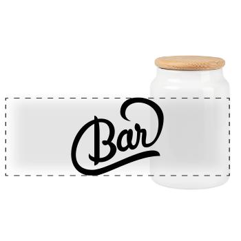 Tolles Logo für Getränkekarte einer Bar - Panorama Keksdose mit Holzdeckel - Weiß - Vorne