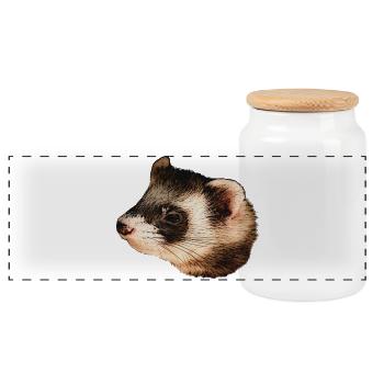 Tête de martre, jolie fille à motifs d’animaux - Boîte à biscuits avec couvercle en bois - blanc - Devant