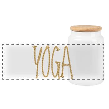 Yoga Scripture - Panoramic Cookie Jar with Wooden Lid - white - Front