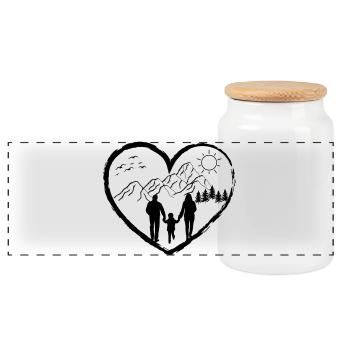 Hiking summer nature freedom gift - Panoramic Cookie Jar with Wooden Lid - white - Front