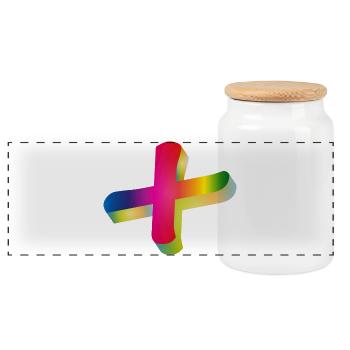 signe plus coloré aux couleurs de l'arc-en-ciel - Boîte à biscuits avec couvercle en bois - blanc - Devant