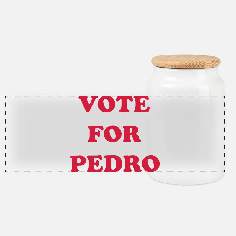 Votez pour Pedro - Boîte à biscuits avec couvercle en bois - blanc
