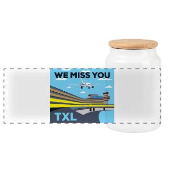 TXL, we miss you, retro - Panorama Keksdose mit Holzdeckel - Weiß - Vorne