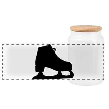 Figure skating Figure skating - Panoramic Cookie Jar with Wooden Lid - white - Front