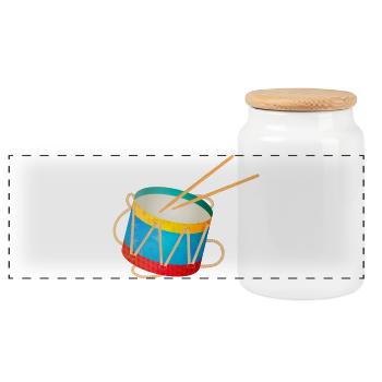 colorful drum for children with drumsticks - Panoramic Cookie Jar with Wooden Lid - white - Front
