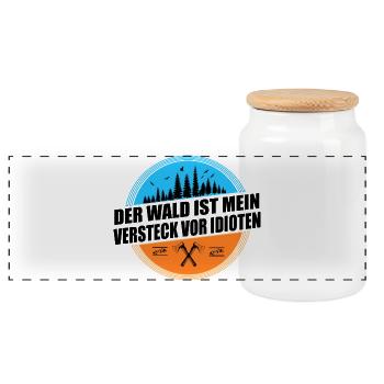 Der Wald ist mein Versteck vor Idioten - Panorama Keksdose mit Holzdeckel - Weiß - Vorne