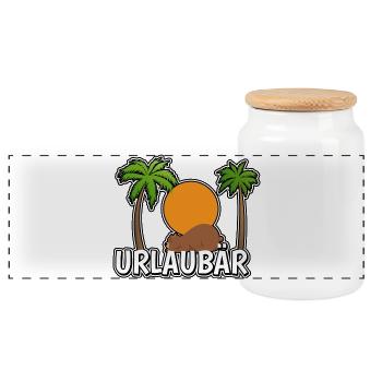 UrlauBär - Panorama Keksdose mit Holzdeckel - Weiß - Vorne