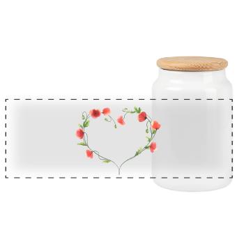 Poppy Heart - Panoramic Cookie Jar with Wooden Lid - white - Front