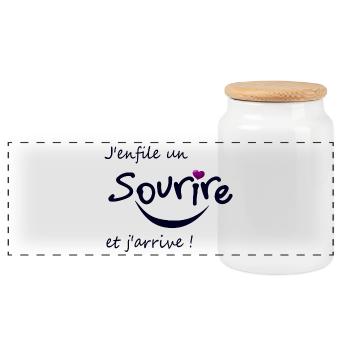 Sourire - Boîte à biscuits avec couvercle en bois - blanc - Devant