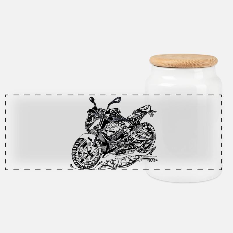 Bikerspruch - Panorama Keksdose mit Holzdeckel - Weiß