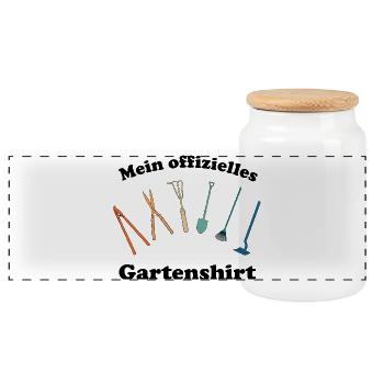 Mein offizielles Gartenshirt Retro Gartenwerkzeug - Panorama Keksdose mit Holzdeckel - Weiß - Vorne