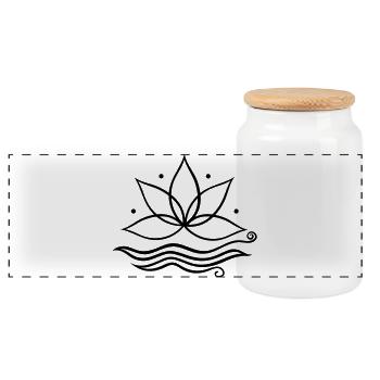 Lotus Lotus Flower Yoga - Panoramic Cookie Jar with Wooden Lid - white - Front