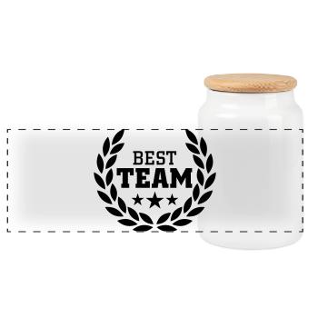 Best Team - Boîte à biscuits avec couvercle en bois - blanc - Devant