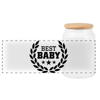 Best Baby - Boîte à biscuits avec couvercle en bois - blanc - Devant