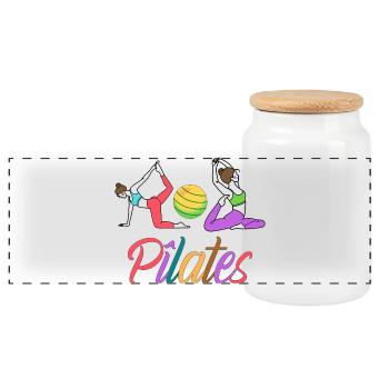 PILATES - Boîte à biscuits avec couvercle en bois - blanc - Devant