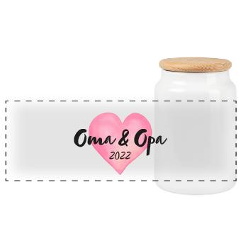 Oma & Opa 2022 Herz - Panorama Keksdose mit Holzdeckel - Weiß - Vorne
