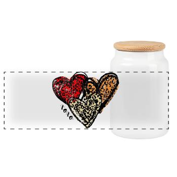 Leopard Hearts Trio - Panorama Keksdose mit Holzdeckel - Weiß - Vorne