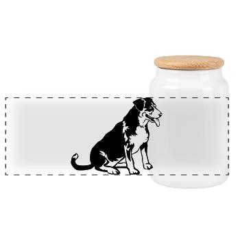Entlebucher Sennenhund - Boîte à biscuits avec couvercle en bois - blanc - Devant