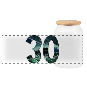 Number 30 - 30th Birthday - Thirty-Year-Old - Panoramic Cookie Jar with Wooden Lid - white - Front