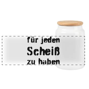 Für jeden Scheiß zu haben - Panorama Keksdose mit Holzdeckel - Weiß - Vorne
