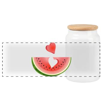 Stück einer Wassermelone mit Herz - Panorama Keksdose mit Holzdeckel - Weiß - Vorne