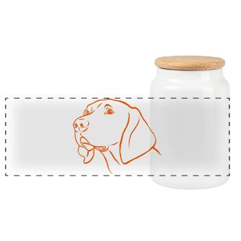 Weimaraner Portrait in orange - Panorama Keksdose mit Holzdeckel - Weiß - Vorne