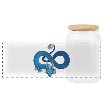 Blue Ink Spirits - Dragon Bleu Arc-En-Ciel Infini - Boîte à biscuits avec couvercle en bois - blanc - Devant