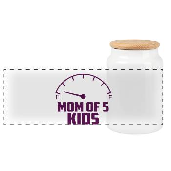Mère de 5 enfants - Boîte à biscuits avec couvercle en bois - blanc - Devant