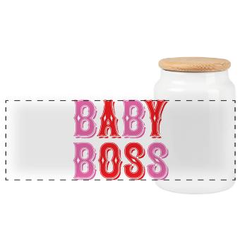 Lettrage pour bébé au design ludique - Boîte à biscuits avec couvercle en bois - blanc - Devant