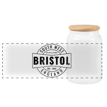  Bristol South West England Vintage Emblem - Panorama Keksdose mit Holzdeckel - Weiß - Vorne