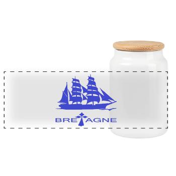 SAILBOAT BRITAIN creation Louis RUNEMBERG © Adagp - Panoramic Cookie Jar with Wooden Lid - white - Front