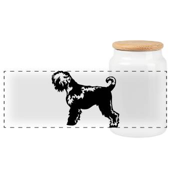 Russischer Terrier - Panorama Keksdose mit Holzdeckel - Weiß - Vorne
