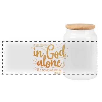Mon âme trouve le repos en Dieu seul - Boîte à biscuits avec couvercle en bois - blanc - Devant
