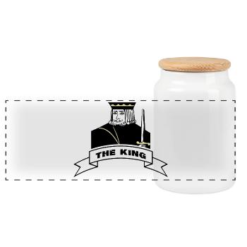 LE ROI Banderole - Boîte à biscuits avec couvercle en bois - blanc - Devant