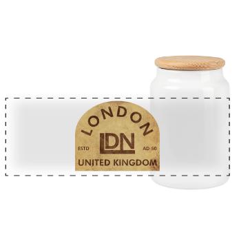 Vintage London Emblem - Panorama Keksdose mit Holzdeckel - Weiß - Vorne