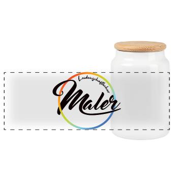 Passionate painter - Panoramic Cookie Jar with Wooden Lid - white - Front