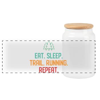 Manger. Dormir. Trail Running. Répéter. - Boîte à biscuits avec couvercle en bois - blanc - Devant