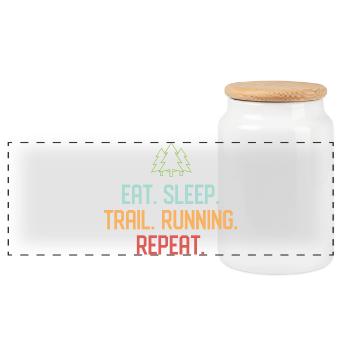Manger. Dormir. Trail Running. Répéter. - Boîte à biscuits avec couvercle en bois - blanc - Devant