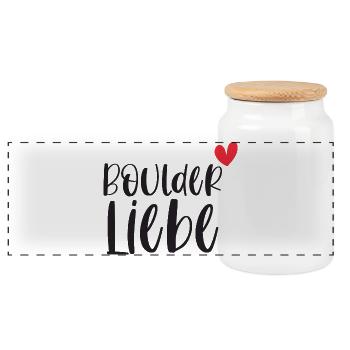 Bouldern Boulderliebe Berge Klettern Geschenk - Panorama Keksdose mit Holzdeckel - Weiß - Vorne