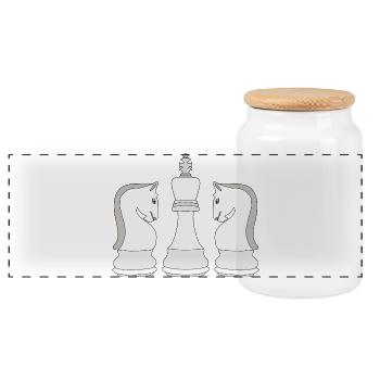 Schach - Panorama Keksdose mit Holzdeckel - Weiß - Vorne